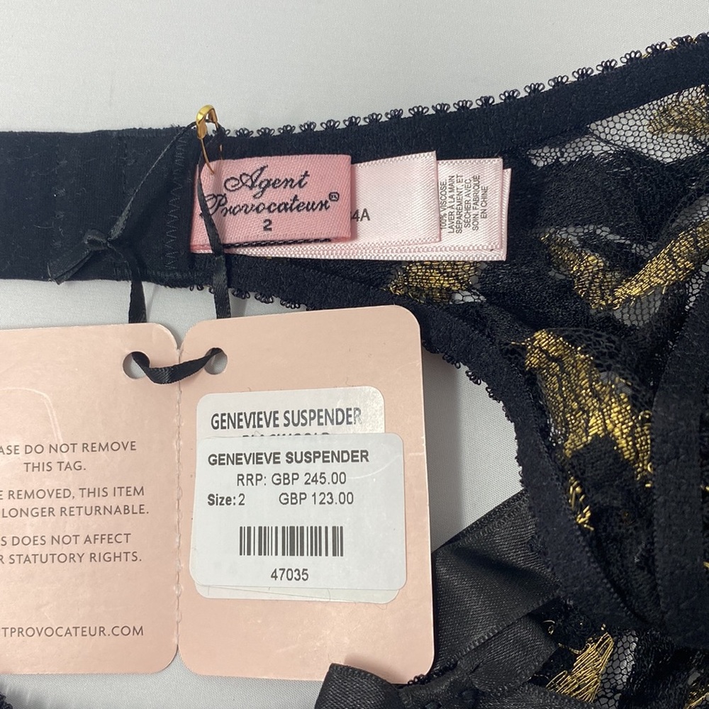Agent Provocateur Genevieve Black Gold Suspender NWT $250 - Picture 6 of 8